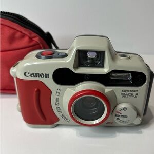 Canon Sure Shot WP-1 Red and Cream Camera